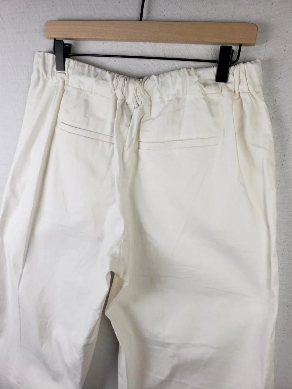Banana Republic Linen Blend Barrel Pants Stretch White Utility Minimalist size M
